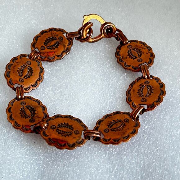 Copper Southwest Style Medallion Link Bracelet - Picture 12 of 12